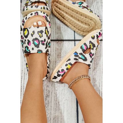 White Leopard Pint Soft Thick Sole Slippers
