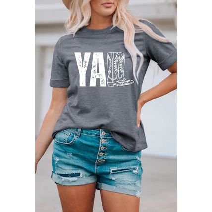 Gray YALL Western Boots Printed Tee