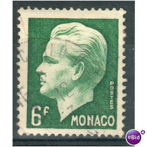 Monaco stamps 1950 - SG 427 - Prince Rainier 111 6f green - used