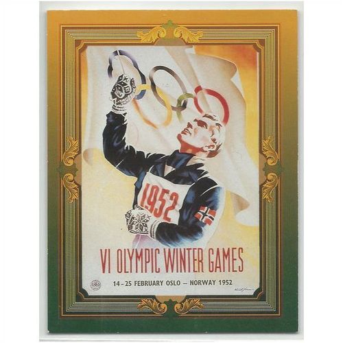 OLYMPICS POSTER REPRINT ' OVER SIZED PROMO VI OLYMPIC 1952 OSLO card ( 1992)