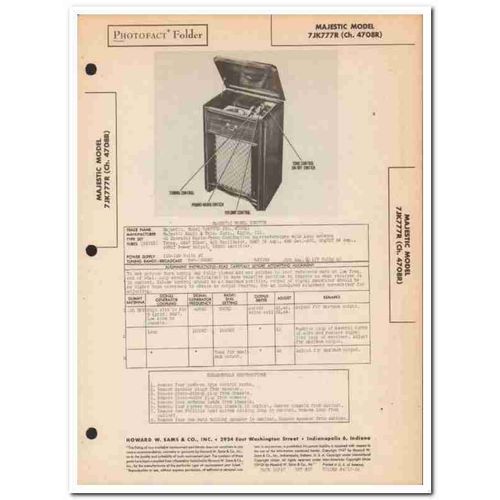 majestic model 7jk777r am radio phonograph sams photofact manual