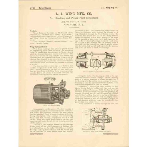l j wing mfg company 1916 turbine blowers regulators vintage catalog