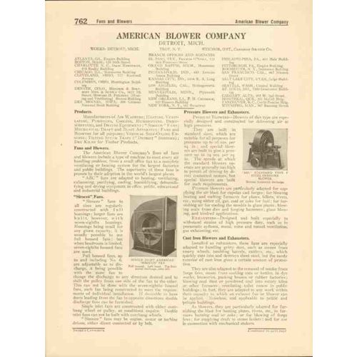 american blower company 1916 fans exhaust ventilators vintage catalog