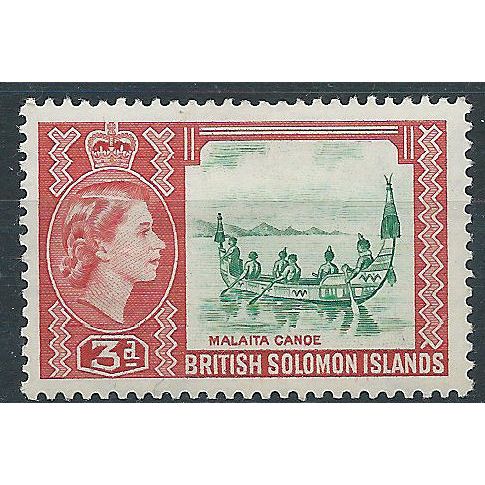Solomon Islands 1956 SG87 3d Blue-Green & Red Mounted Mint. ..