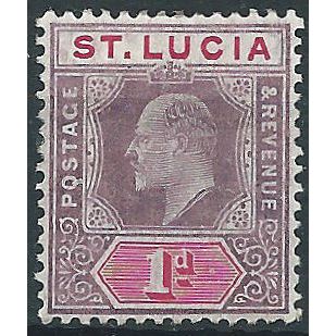 St Lucia 1904 SG66 1d Dull Purple & Carmine Mounted Mint..