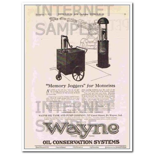 WAYNE OIL TANK PUMP COMPANY 1921 Memory joggers motorist vintage ad