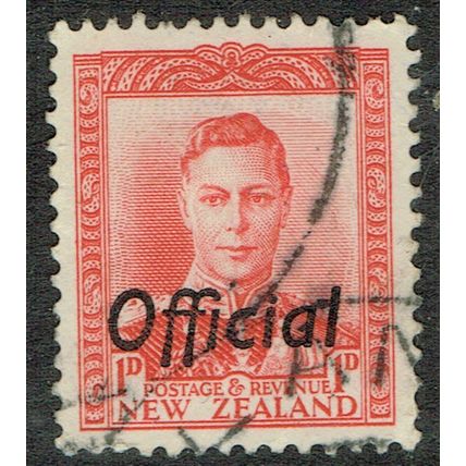 New Zealand 1938 Official 1d Scarlet SGO136 FU