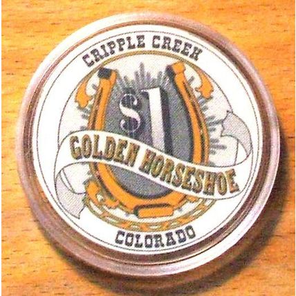 (1) $1. GOLDEN HORSESHOE CASINO CHIP - Cripple Creek, Colorado - 1992