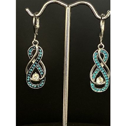 Earrings Metal Hand Carved Infinity Earrings With Zircon Hook Dangle #451