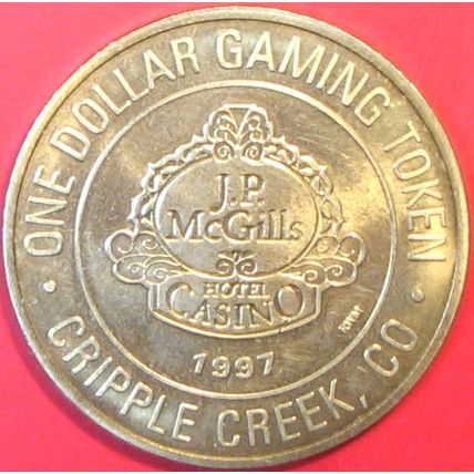 JP McGills. $1 Casino Token. Cripple Creek, CO. U32.