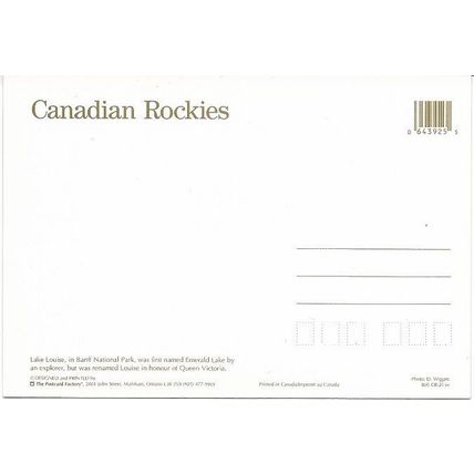 Postcard PC Canadian Rockies Lake Louise, Alberta Mountains & Glacier Unused