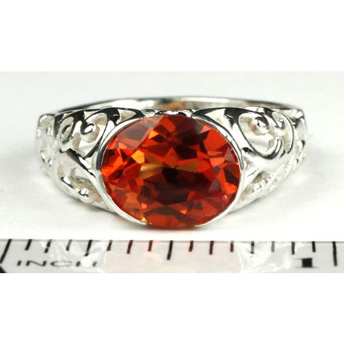 Created Padparadscha Sapphire, East-West 925 Sterling Silver Ring, SR360