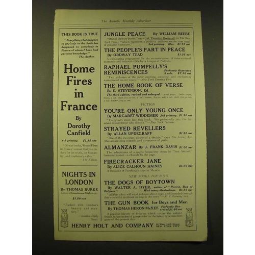 1918 Henry Holt and Company Ad - Home Fires in France