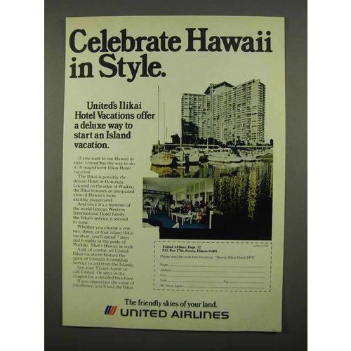 1975 United Airlines Ad - Celebrate Hawaii in Style