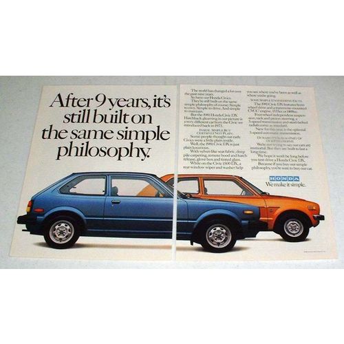 1981 Honda Civic DX Car Ad - Simple Philosophy!