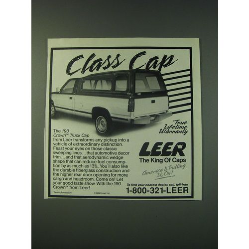 1988 Leer 190 Crown Truck Cap Ad - Class Cap