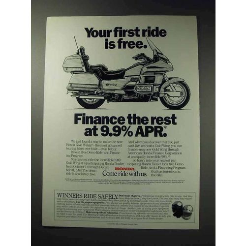 1988 Honda Gold Wing Motorcycle Ad - First Ride Free
