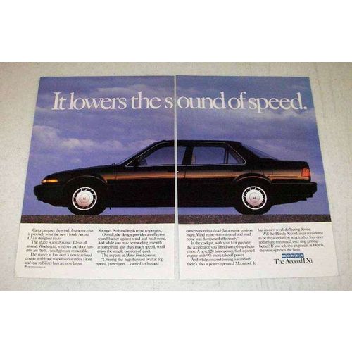 1988 Honda Accord LXi Car Ad - Lowers Sound of Speed