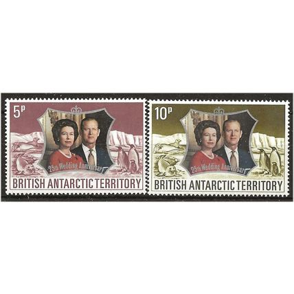 British Antarctic Territory 1972 Silver Wedding Set SG42-43 Unmounted Mint . ...