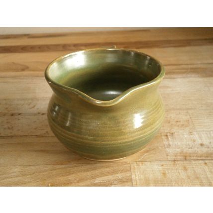 Olive Green Studio Pottery Milk Jug - Stamped