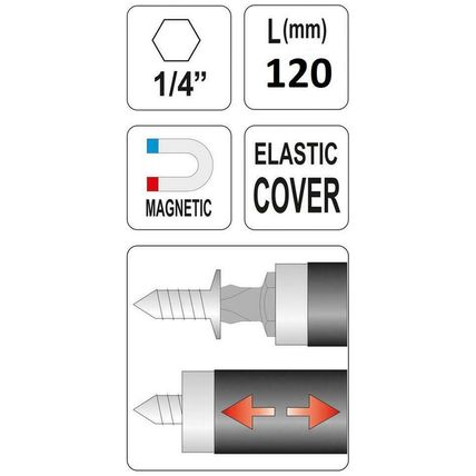 YATO magnetic screwdriver bit holder self retracting guide sleeve 120mm YT-04671
