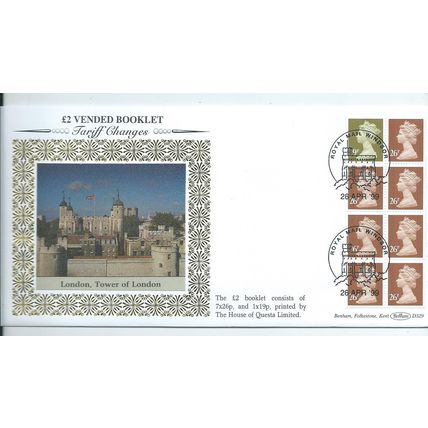 fdc benham silk first daycover d329 £2 vended booklet pane sg1753