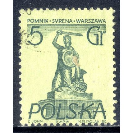 POLAND 1955, Warsaw Statues, Syrena - by Ludwika Nitschowa, 5 G, USED