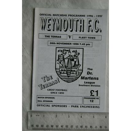 1996 programme Weymouth v. Fleet Town