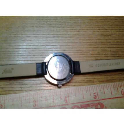 Geneva Platinum Watch Ladies Silver tone Women's Black Color Strap