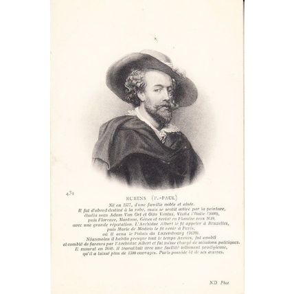 Rubens Painter Artist Painting Old Antique Portrait Postcard Life Story History