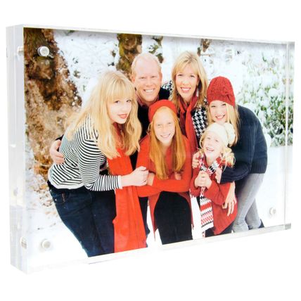 Magnetic Clear Acrylic Photo Picture Frame 6x4" FreeStanding High Quality Chunky