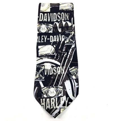 Men's Harley Davidson Silk Tie 57" Black, White, Grey, Yellow Ralph Marlin & Co.