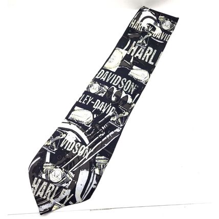 Men's Harley Davidson Silk Tie 57" Black, White, Grey, Yellow Ralph Marlin & Co.