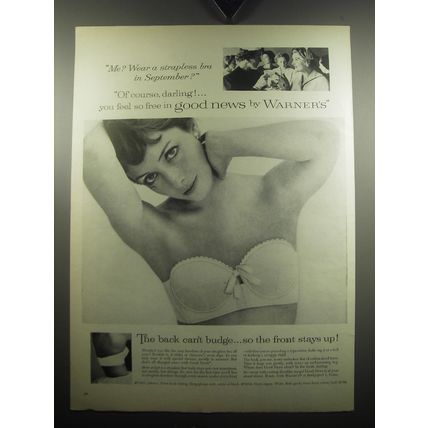 1957 Warner's Good News Bra Ad - Me? Wear a strapless bra in September?