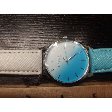 OK Time Silver Analog Quartz Watch~New Battery