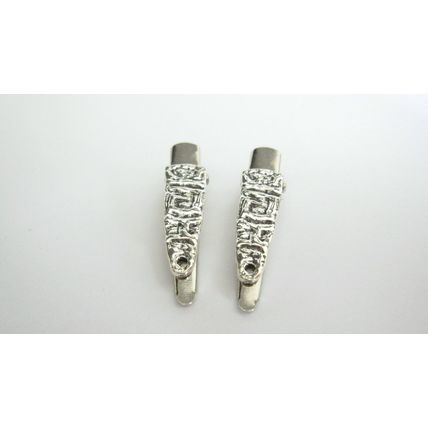 2 small slim silver native looking metal alligator hair clip for fine thin hair