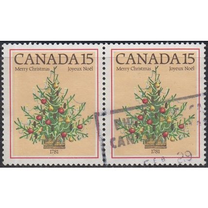 CANADA, 1981 15c Christmas, SG 1023 (Scott #900), used pair.