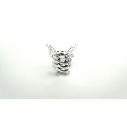 Set of 2 tiny small silver tone butterfly acrylic hair claw clip