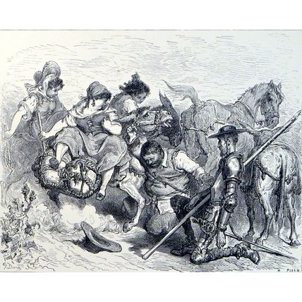 DON DECEIVED 1885 Gustave Doré - Don Quixote ANTIQUE ENGRAVING