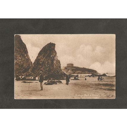 Postcard Cornwall Bishop Rock and Sands 1921 Grigg Newquay