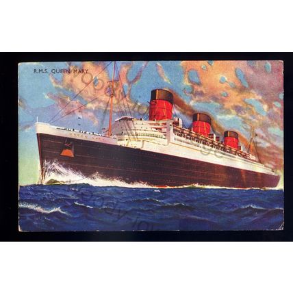 LS2729 - Cunard Liner - Queen Elizabeth - - built 1940 - Artist U/K - postcard