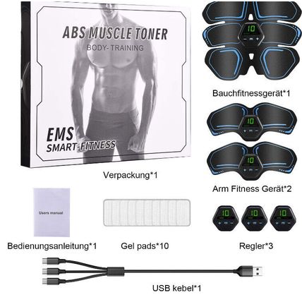 Rechargeable EMS Abdominal Muscle Toning Trainer ABS Stimulator Toner Fitness