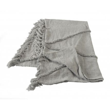 Gray Woven Cotton Solid Color Throw Blanket
