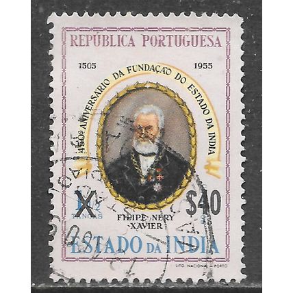 PORTUGAL PORTUGUESE INDIA 1959 XAVIER SURCHARGE 40T USED