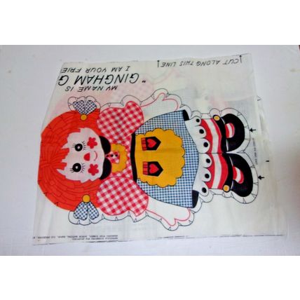 Vintage Cut & Sew Fabric Panel Gingham Girl & Gingham Boy