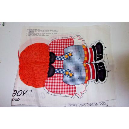 Vintage Cut & Sew Fabric Panel Gingham Girl & Gingham Boy
