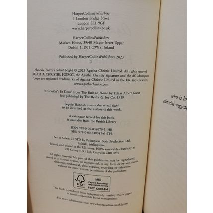 Hercule Poirot's Silent Night - Sophie Hannah - 1st U.K Print - Signed Copy