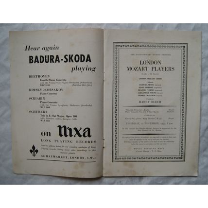 1953 programme The Haydn-Mozart Society, London Mozart Players