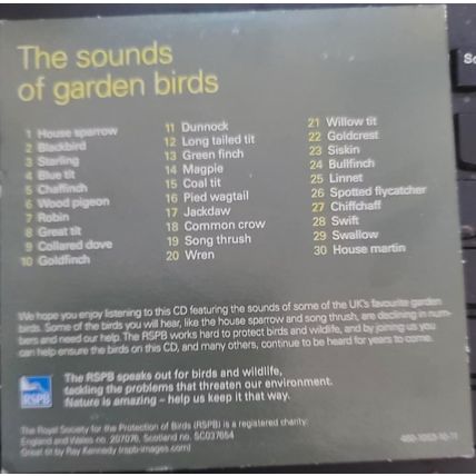 RSPB The Sounds Of Garden Birds CD Audiobook Promo The RSPB