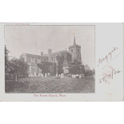 The Parish Church Ware Hertfordshire Postcard (QHER377)